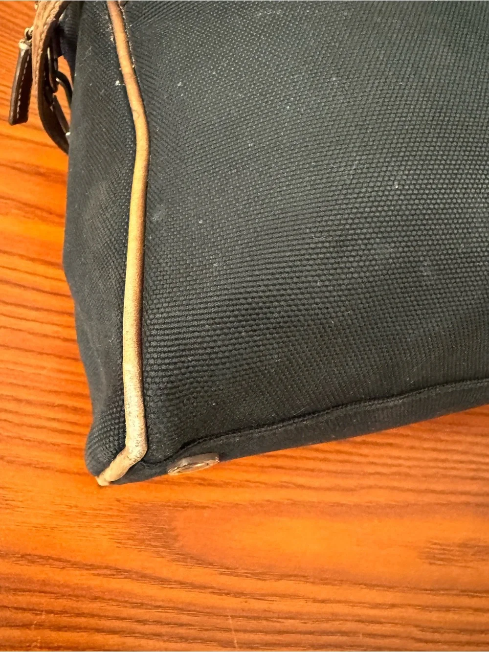 Coach Black Canvas Briefcase with Brown Leather Trim